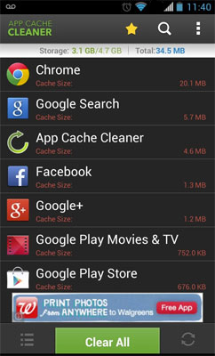 برنامه ی App Cache Cleaner 